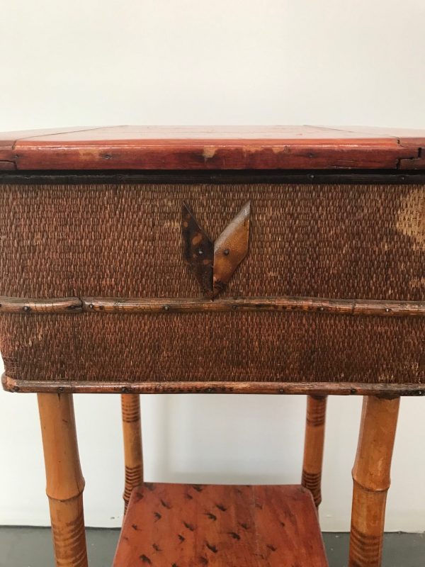 Bamboo and Rattan Sewing Box Side Table - Image 4