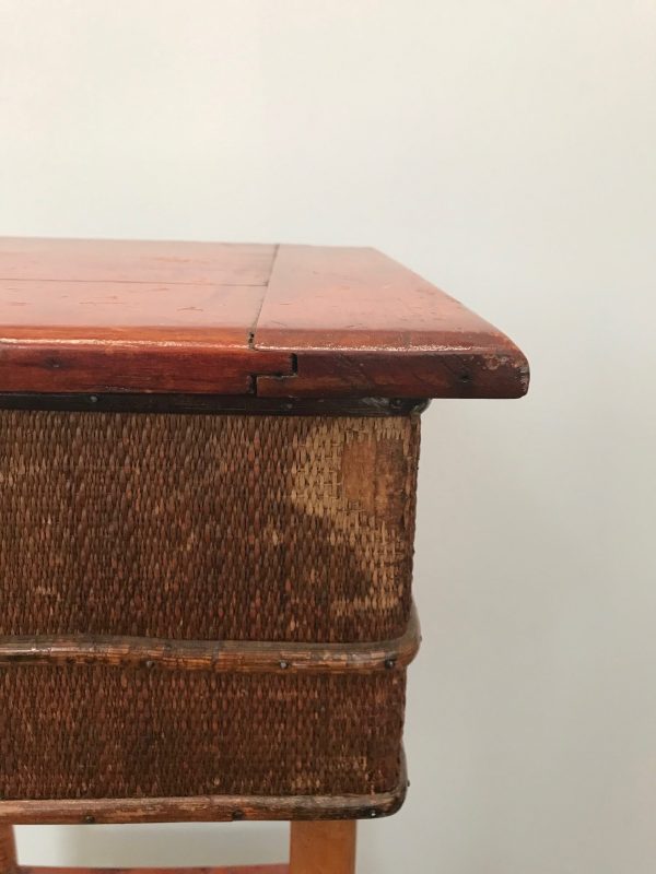 Bamboo and Rattan Sewing Box Side Table - Image 3