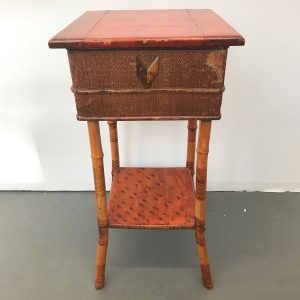 Bamboo and Rattan Sewing Box Side Table